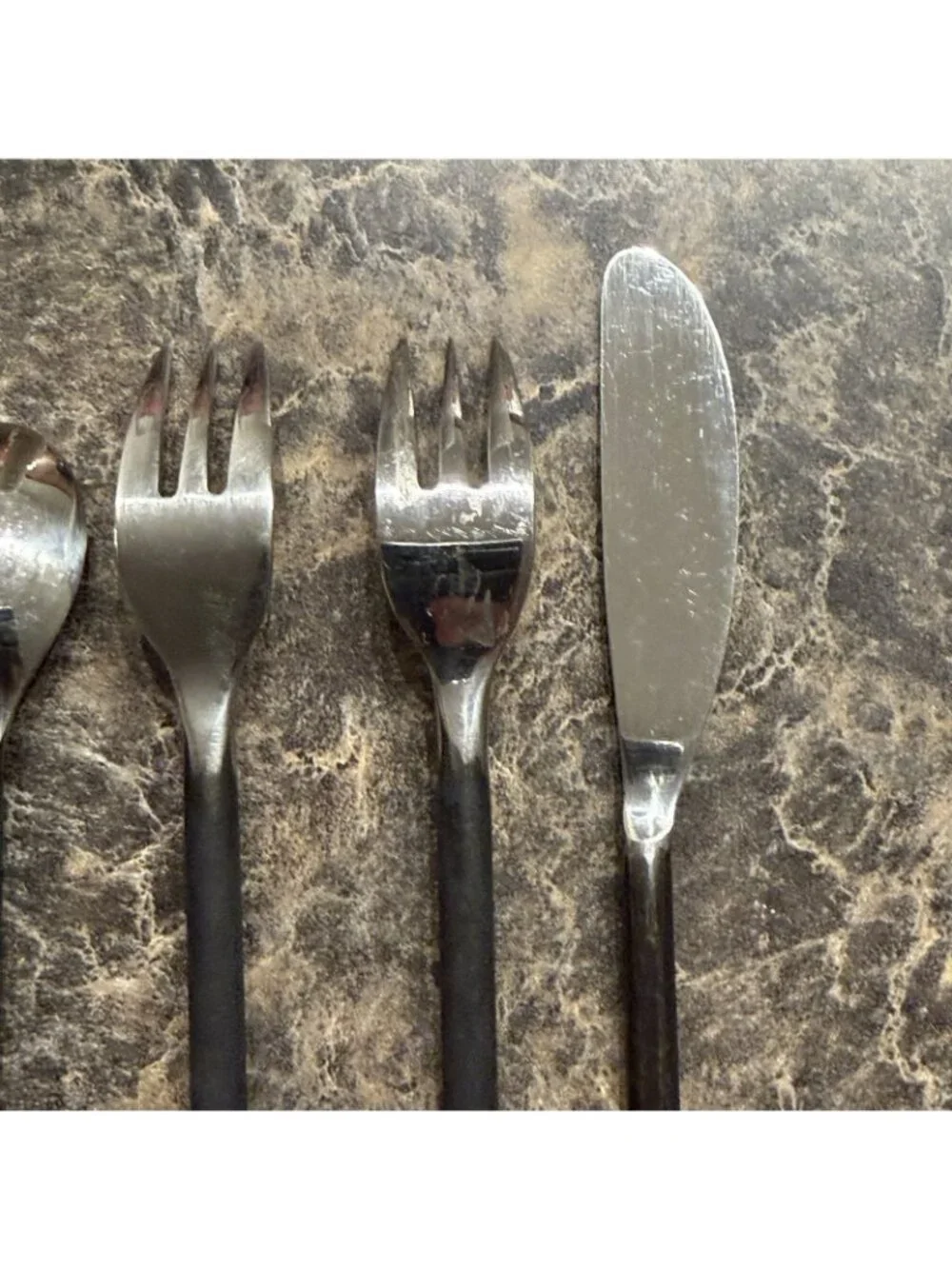 Gourmet Settings Treble Clef Flatware Appetizer Cocktail Set 6 Pc Black Handles